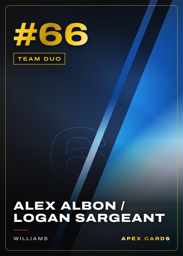 #66 Alex Albon / Logan Sargeant — Team Duo — F1 Turbo Attax 2024