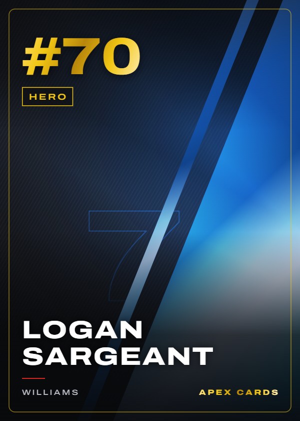 #70 Logan Sargeant — Hero — F1 Turbo Attax 2024