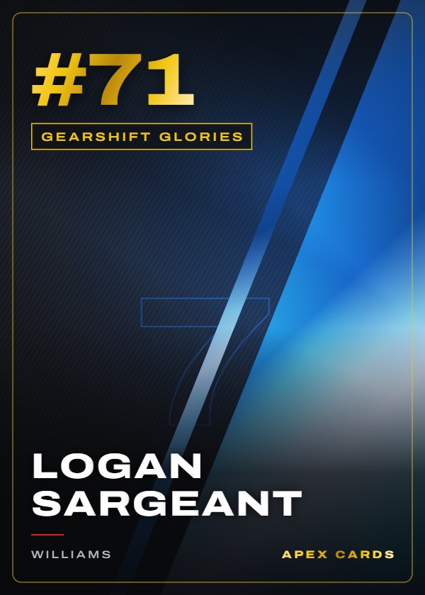#71 Logan Sargeant — Gearshift Glories — F1 Turbo Attax 2024