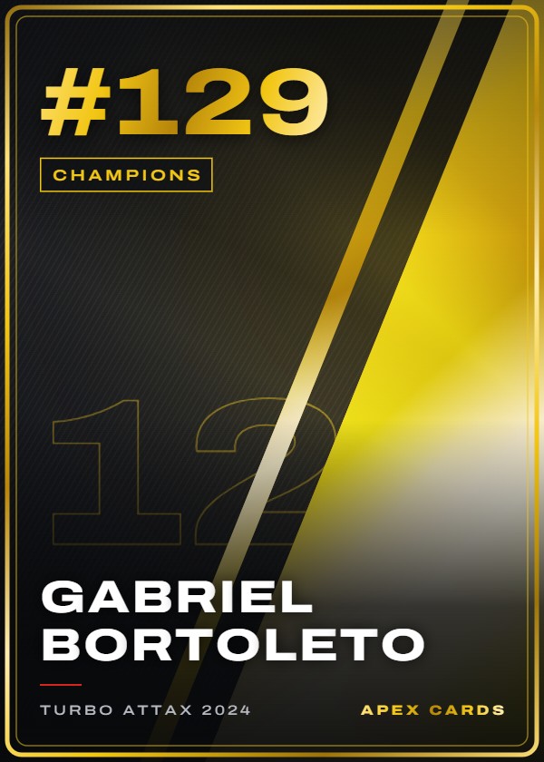 #129 Gabriel Bortoleto — Champions — F1 Turbo Attax 2024