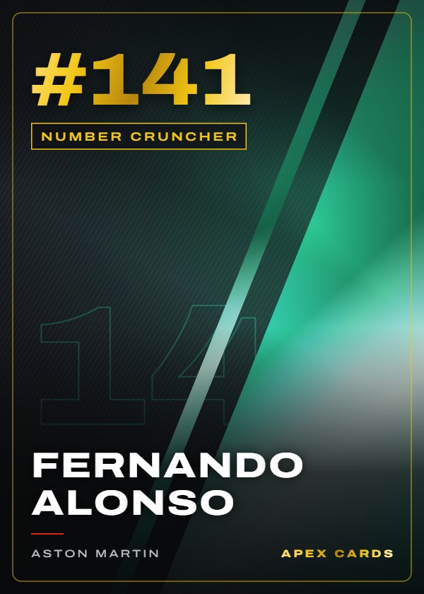 #141 Fernando Alonso — Number Cruncher — F1 Turbo Attax 2024