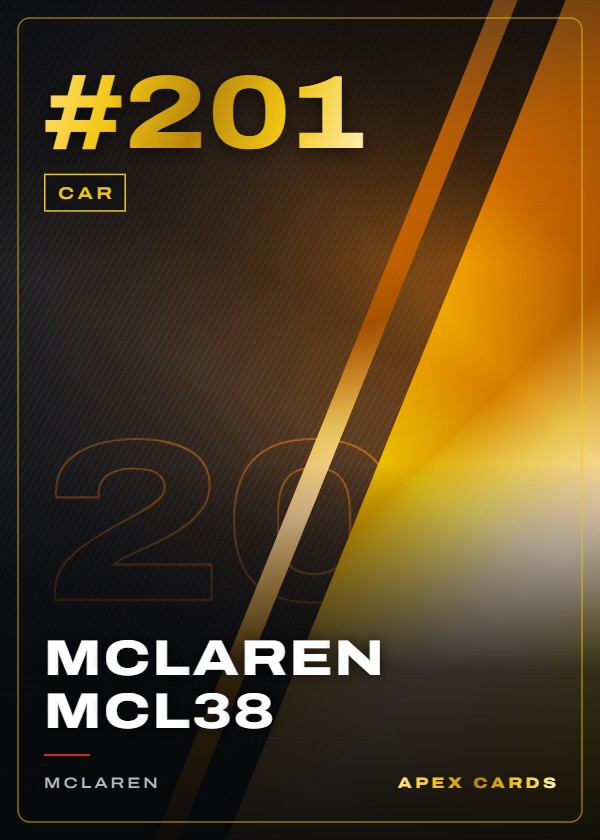 #201 McLaren MCL38 — Car — F1 Turbo Attax 2024