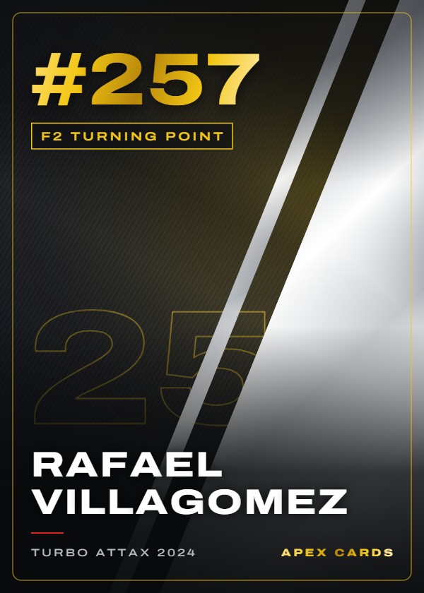 #257 Rafael Villagomez — F2 Turning Point — F1 Turbo Attax 2024