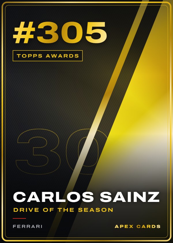 #305 Carlos Sainz (Drive of the Season) — Topps Awards — F1 Turbo Attax 2024
