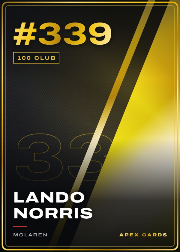 #339 Lando Norris — 100 Club — F1 Turbo Attax 2024