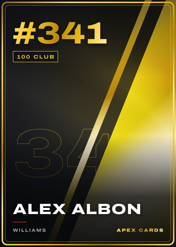 #341 Alex Albon — 100 Club — F1 Turbo Attax 2024