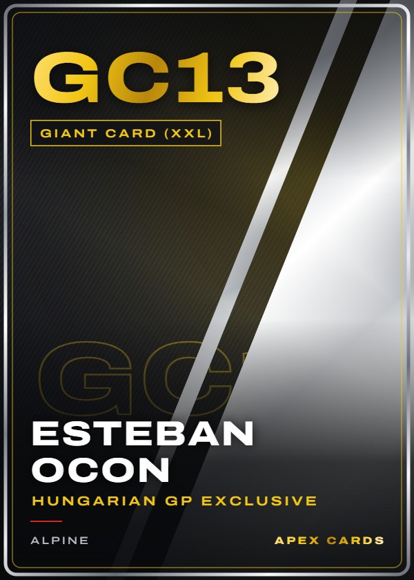 GC13 Esteban Ocon (Hungarian GP Exclusive) — Giant Card (XXL) — F1 Turbo Attax 2024