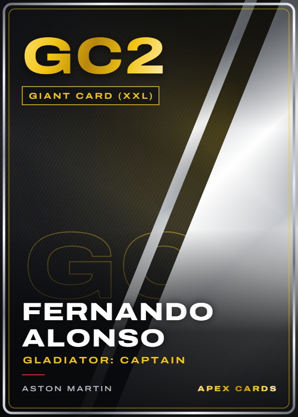 GC2 Fernando Alonso (Gladiator: Captain) — Giant Card (XXL) — F1 Turbo Attax 2024