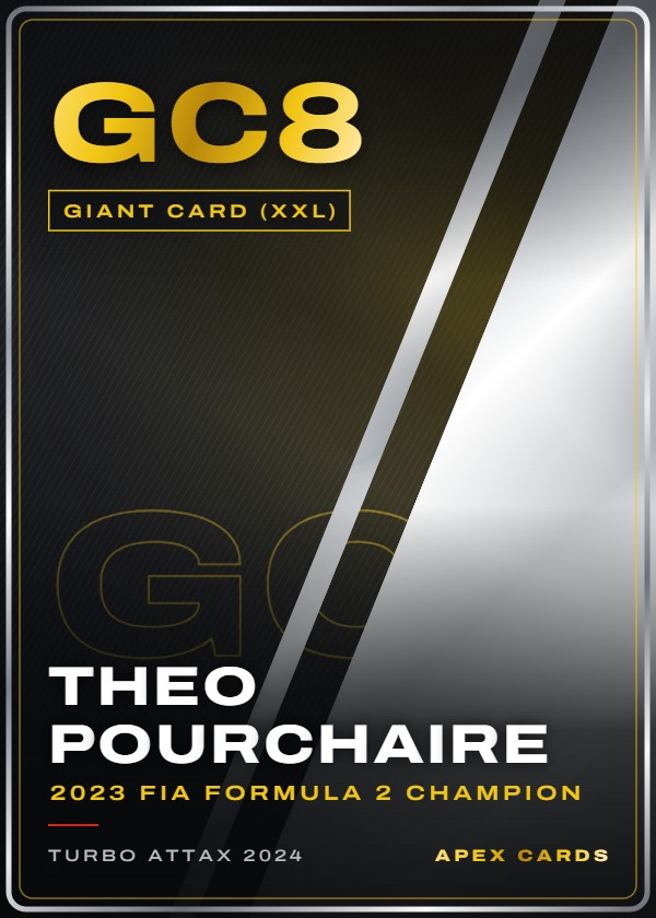 GC8 Theo Pourchaire (2023 FIA Formula 2 Champion) — Giant Card (XXL) — F1 Turbo Attax 2024
