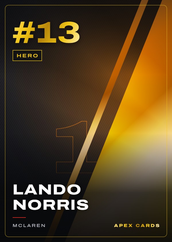 #13 Lando Norris — Hero — F1 Turbo Attax 2025