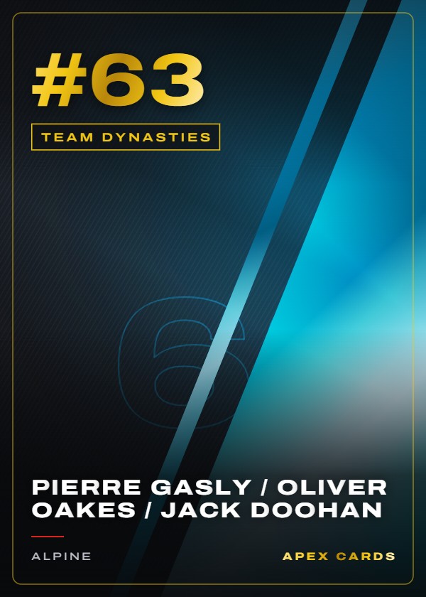 #63 Pierre Gasly / Oliver Oakes / Jack Doohan — Team Dynasties — F1 Turbo Attax 2025