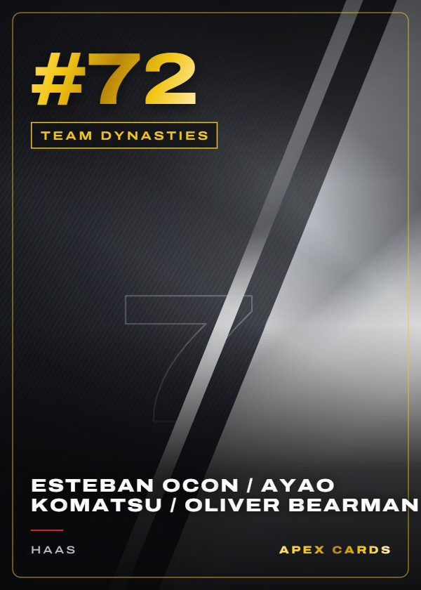 #72 Esteban Ocon / Ayao Komatsu / Oliver Bearman — Team Dynasties — F1 Turbo Attax 2025