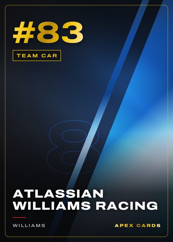 #83 Atlassian Williams Racing — Team Car — F1 Turbo Attax 2025
