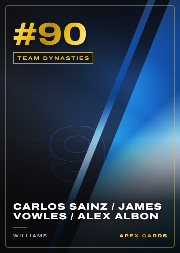 #90 Carlos Sainz / James Vowles / Alex Albon — Team Dynasties — F1 Turbo Attax 2025