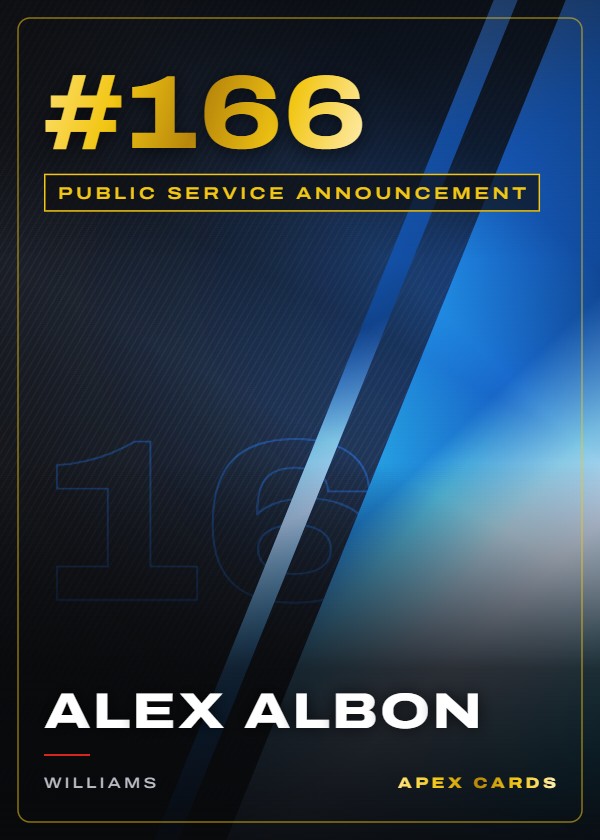 #166 Alex Albon — Public Service Announcement — F1 Turbo Attax 2025