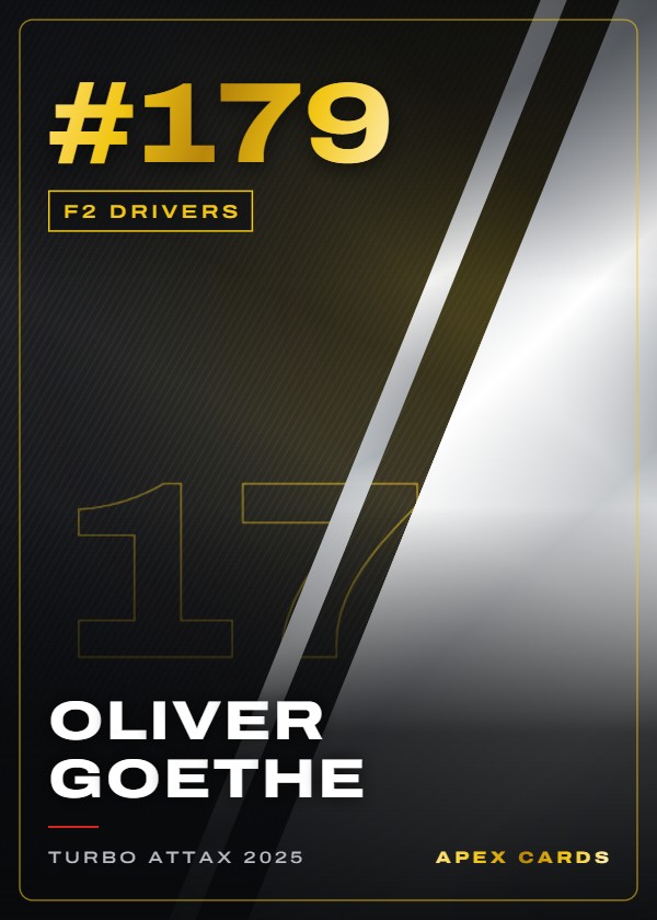#179 Oliver Goethe — F2 Drivers — F1 Turbo Attax 2025