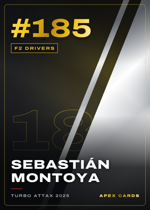 #185 Sebastián Montoya — F2 Drivers — F1 Turbo Attax 2025