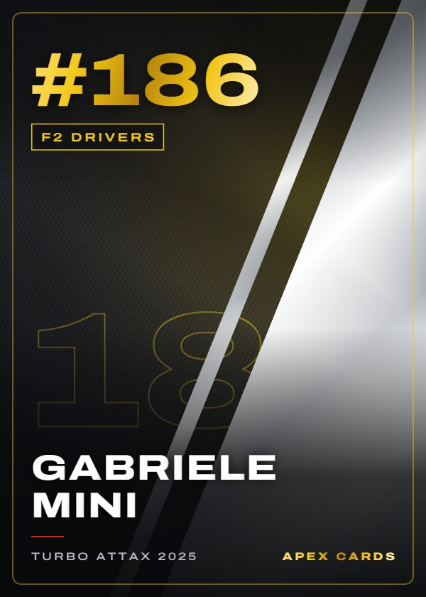 #186 Gabriele Mini — F2 Drivers — F1 Turbo Attax 2025
