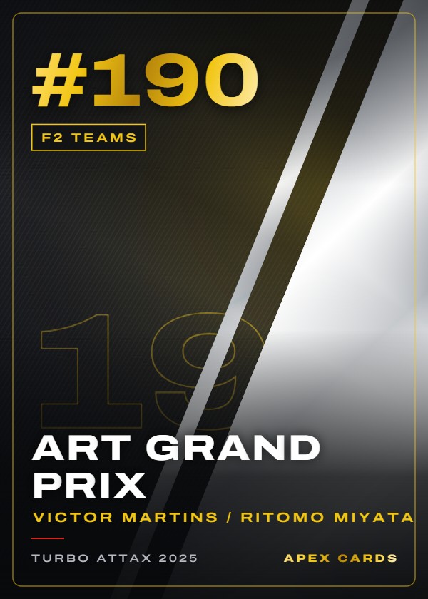 #190 ART Grand Prix (Victor Martins / Ritomo Miyata) — F2 Teams — F1 Turbo Attax 2025