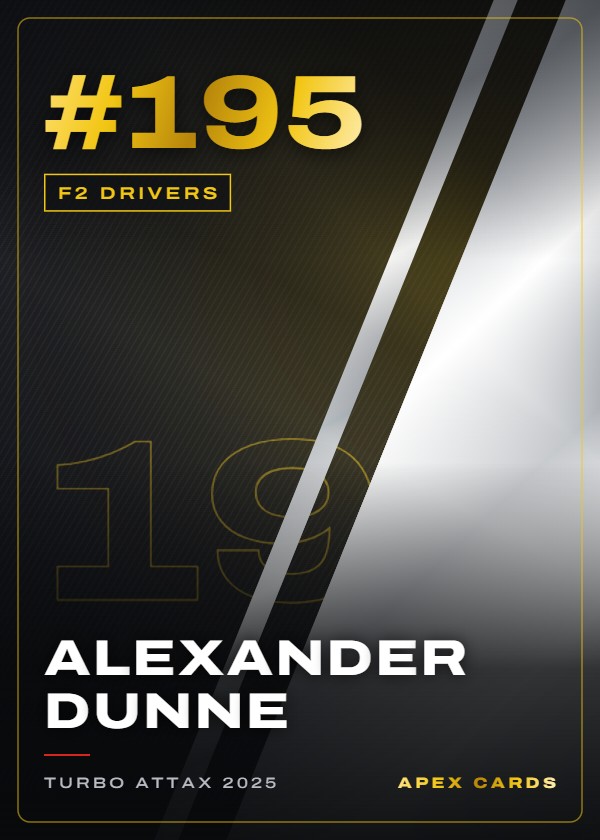 #195 Alexander Dunne — F2 Drivers — F1 Turbo Attax 2025