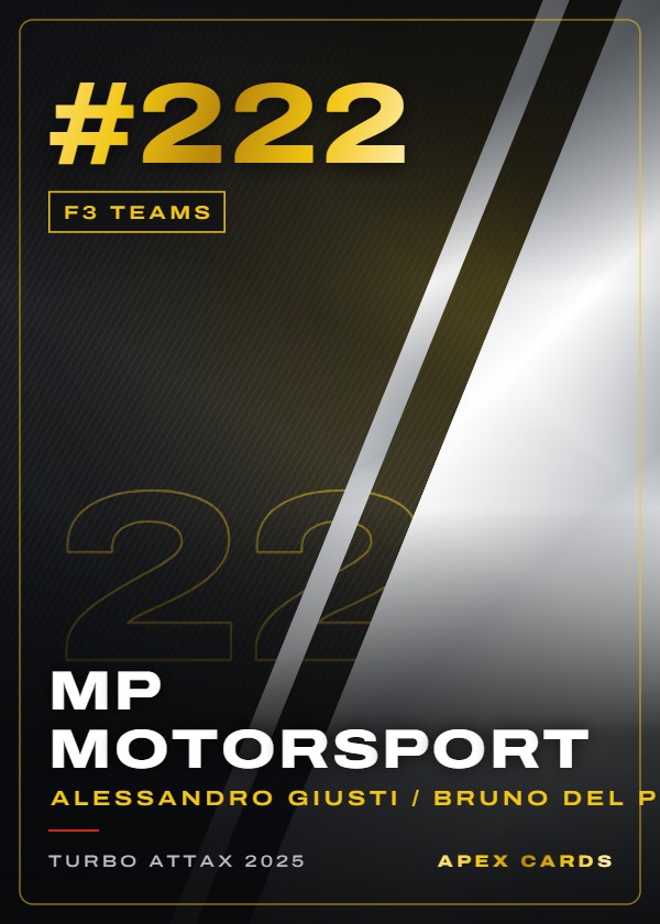 #222 MP Motorsport (Alessandro Giusti / Bruno Del Pino / Tim Tramnitz) — F3 Teams — F1 Turbo Attax 2025