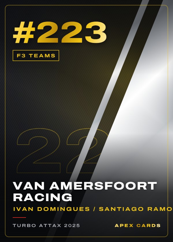 #223 Van Amersfoort Racing (Ivan Domingues / Santiago Ramos / Théophile Naël) — F3 Teams — F1 Turbo Attax 2025