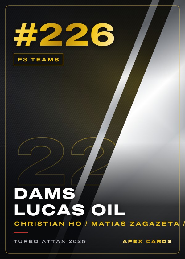 #226 DAMS Lucas Oil (Christian Ho / Matias Zagazeta / Nicola Lacorte) — F3 Teams — F1 Turbo Attax 2025
