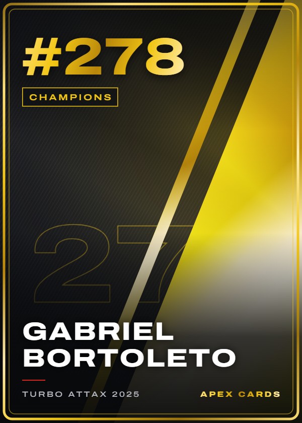 #278 Gabriel Bortoleto — Champions — F1 Turbo Attax 2025