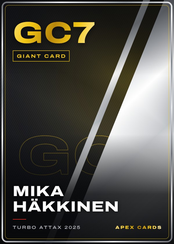 GC7 Mika Häkkinen — Giant Card — F1 Turbo Attax 2025