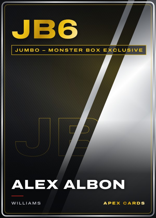 JB6 Alex Albon — Jumbo – Monster Box Exclusive — F1 Turbo Attax 2025