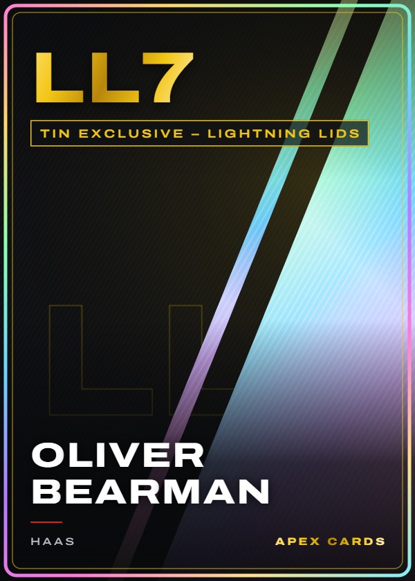 LL7 Oliver Bearman — Tin Exclusive – Lightning Lids — F1 Turbo Attax 2025