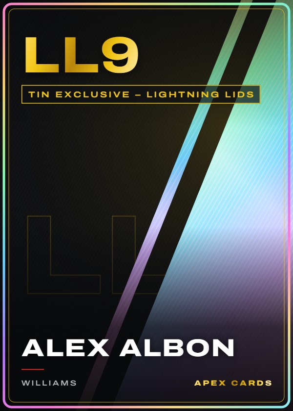 LL9 Alex Albon — Tin Exclusive – Lightning Lids — F1 Turbo Attax 2025