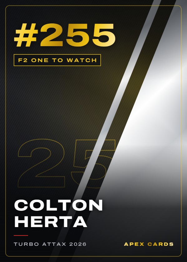 #255 Colton Herta — F2 One to Watch — F1 Turbo Attax 2026