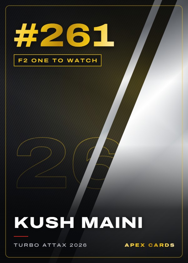 #261 Kush Maini — F2 One to Watch — F1 Turbo Attax 2026