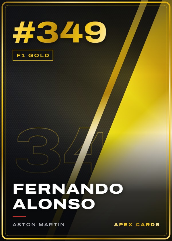 #349 Fernando Alonso — F1 Gold — F1 Turbo Attax 2026