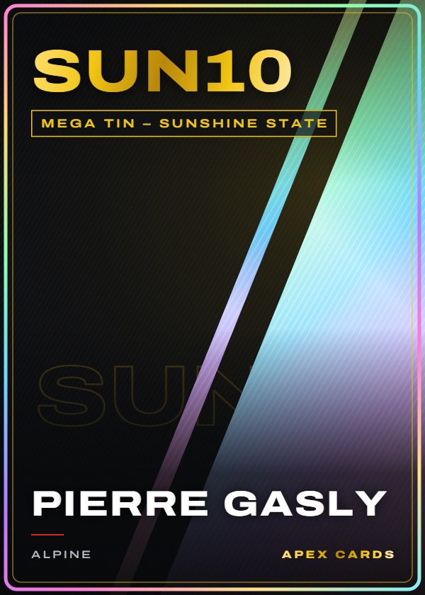 SUN10 Pierre Gasly — Mega Tin – Sunshine State — F1 Turbo Attax 2026