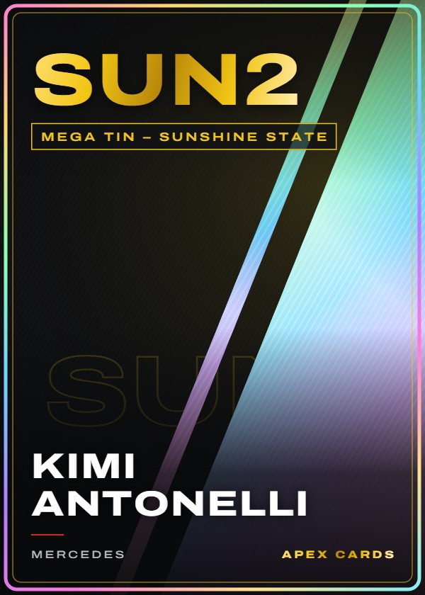 SUN2 Kimi Antonelli — Mega Tin – Sunshine State — F1 Turbo Attax 2026