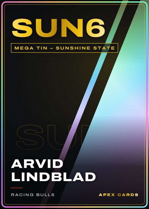 SUN6 Arvid Lindblad — Mega Tin – Sunshine State — F1 Turbo Attax 2026