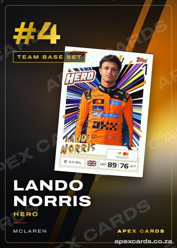 #4 Lando Norris (Hero) — Team Base Set — F1 Turbo Attax 2026