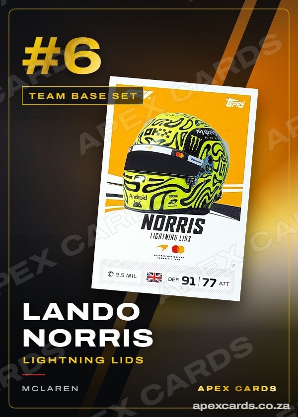 #6 Lando Norris (Lightning Lids) — Team Base Set — F1 Turbo Attax 2026
