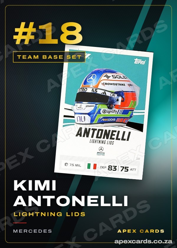 #18 Kimi Antonelli (Lightning Lids) — Team Base Set — F1 Turbo Attax 2026