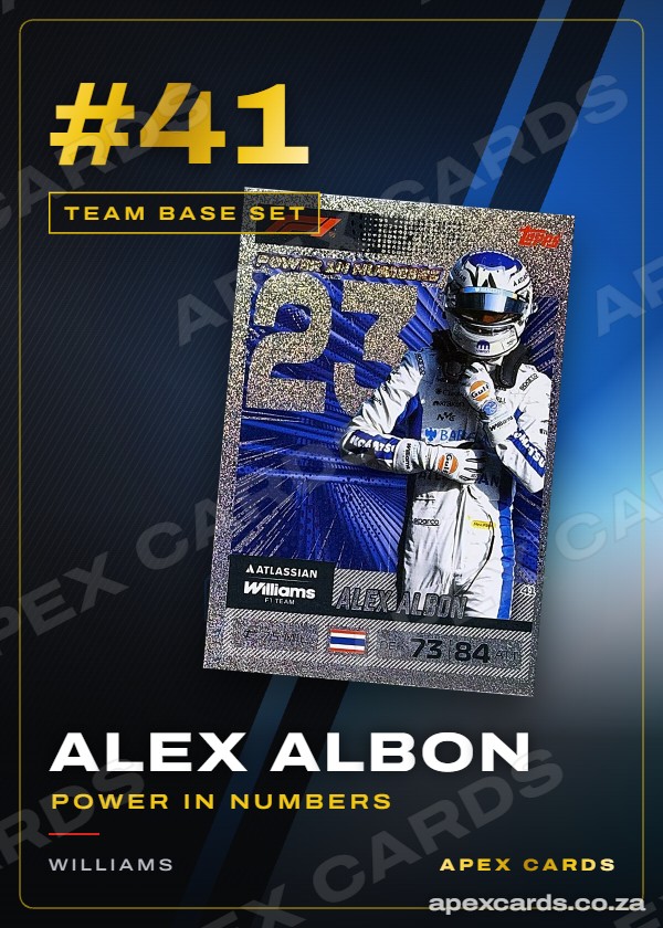 #41 Alex Albon (Power in Numbers) — Williams – Apex Cards