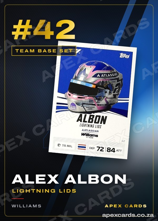 #42 Alex Albon (Lightning Lids) — Team Base Set — F1 Turbo Attax 2026