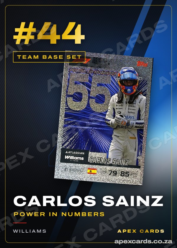 #44 Carlos Sainz (Power in Numbers) — Williams – Apex Cards