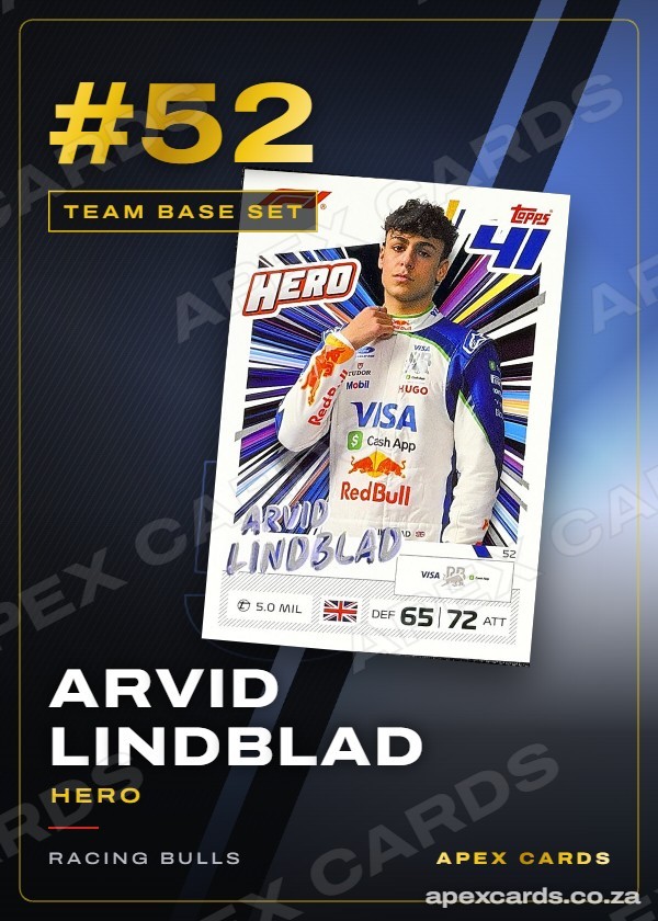 #52 Arvid Lindblad (Hero) — Team Base Set — F1 Turbo Attax 2026