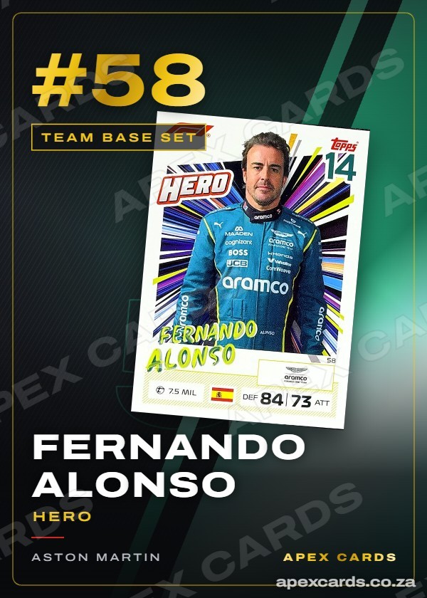 #58 Fernando Alonso (Hero) — Team Base Set — F1 Turbo Attax 2026