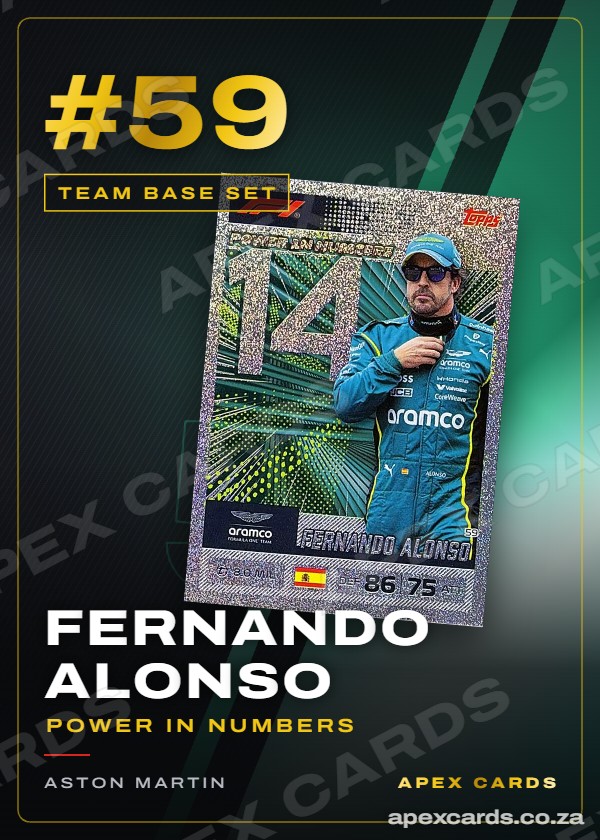 #59 Fernando Alonso (Power in Numbers) — Aston Martin – Apex Cards