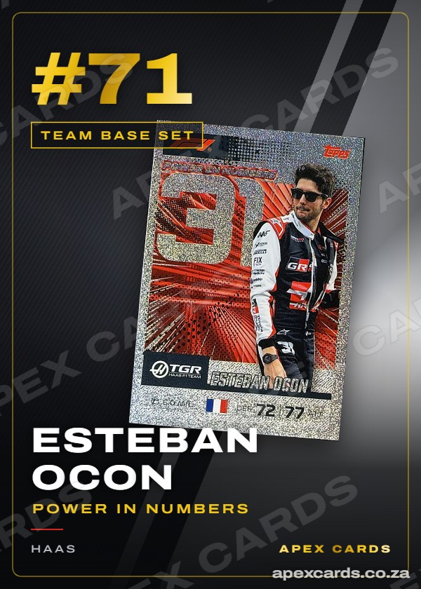 #71 Esteban Ocon (Power in Numbers) — Haas – Apex Cards
