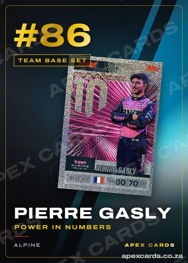 #86 Pierre Gasly (Power in Numbers) — Alpine – Apex Cards